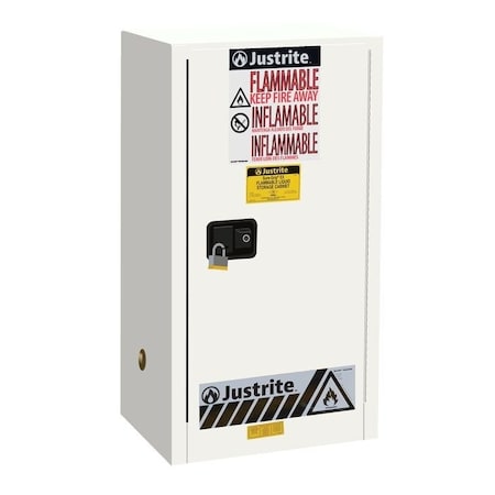 Justrite 15 gal, 1 Shelves, 18-Gauge Steel, 23.25 in W x 44 in H x 18 in D, white 891525